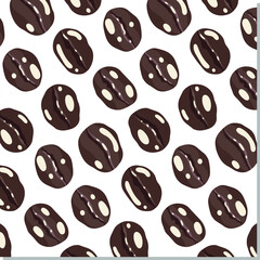 Coffee beans fragrant brown in cartoon style on white background. Vector design isolated.