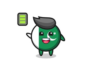 pakistan flag mascot character with energetic gesture