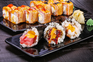 Japanese cuisine - sushi and roll set