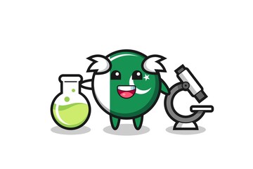 Mascot character of pakistan flag as a scientist