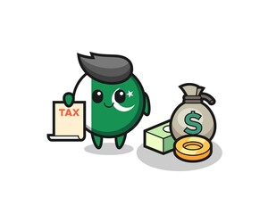 Character cartoon of pakistan flag as a accountant