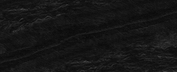 Panorama dark gray stone background with copy space. Black grunge banner with rock texture.
