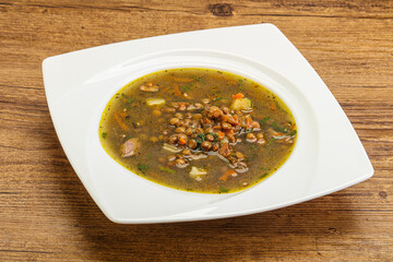 Lentil soup with chicken and vegetables
