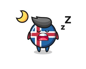 iceland flag character illustration sleeping at night