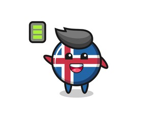 iceland flag mascot character with energetic gesture