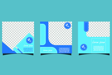 square template for business promotion, ornament in blue. promotional banners and discounts