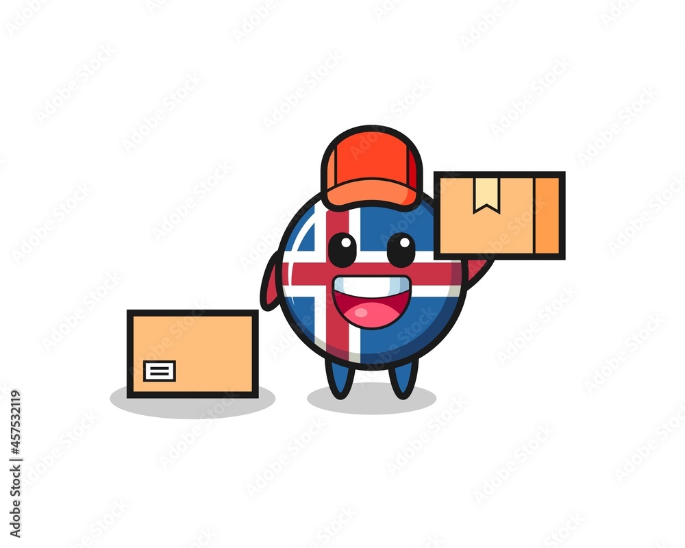 Sticker Mascot Illustration of iceland flag as a courier