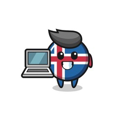 Mascot Illustration of iceland flag with a laptop