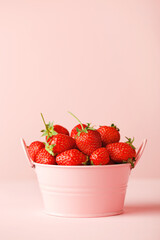 Strawberry - delicious fruit in bowl, food background, minimal concept
