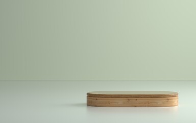 Wooden product podium or stage in empty room with soft lighting