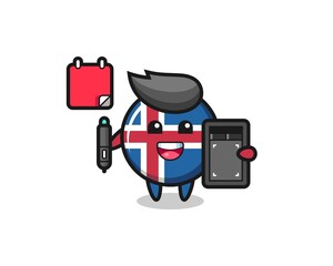 Fototapeta premium Illustration of iceland flag mascot as a graphic designer