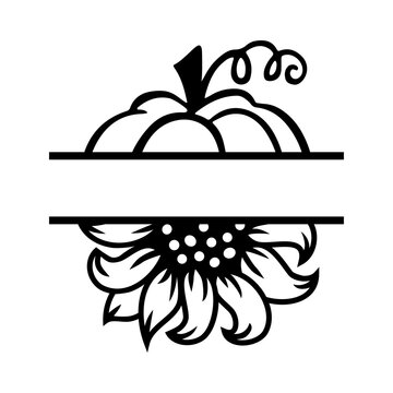 black pumpkin sunflower split design clip art preview