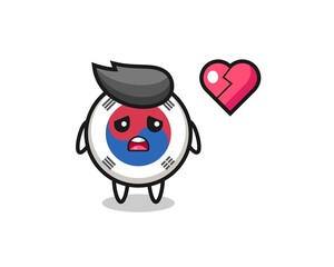 south korea flag cartoon illustration is broken heart