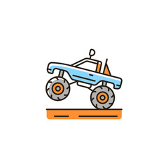 Monster truck racing RGB color icon. Pickup with oversized tires. Competitive and entertainment event. Stunt driving experience. Motor sport. Isolated vector illustration. Simple filled line drawing