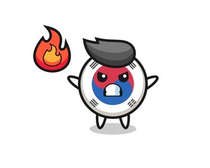 south korea flag character cartoon with angry gesture