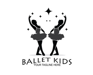 Kids ballet silhouette design logo