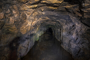 An old abandoned mining facility an ore mine adit system