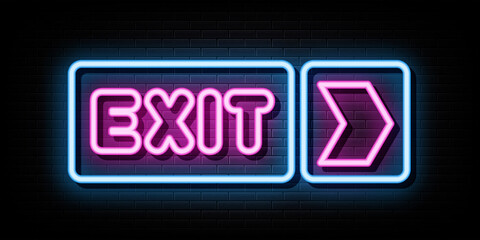 Exit Neon Signs Vector. Design Template Neon Style