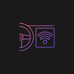 Built in wifi hotspot gradient vector icon for dark theme. Wi-Fi enabled vehicle. Internet connection capability. Thin line color symbol. Modern style pictogram. Vector isolated outline drawing