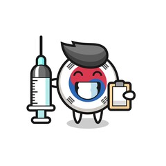 Mascot Illustration of south korea flag as a doctor