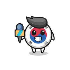 Character mascot of south korea flag as a news reporter