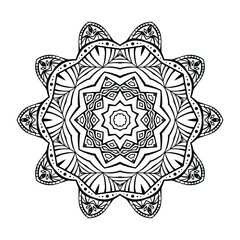 Naklejka premium Abstract circular pattern with many details and geometry elements in form of mandala. Vector illustration for coloring book, henna, mehndi, decoration, fabric, wall interior, cloth