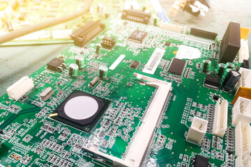 Electronic circuit board of laser printer consists of parts such as a processing chip, RAM...