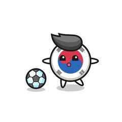 Illustration of south korea flag cartoon is playing soccer