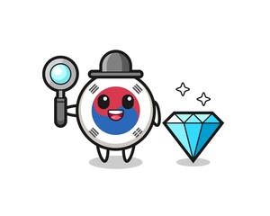 Illustration of south korea flag character with a diamond