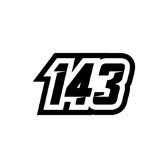 Racing number 143 logo on white background