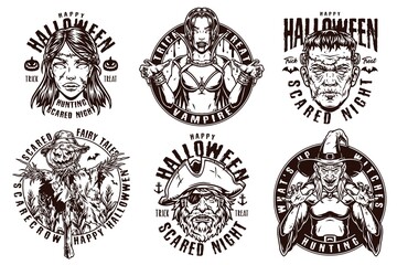 Halloween vintage monochrome prints