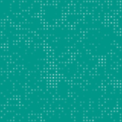 Abstract seamless geometric pattern. Mosaic background of white squares. Evenly spaced small shapes of different color. Vector illustration on teal background