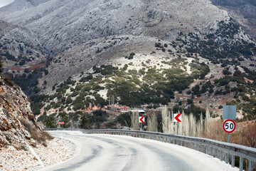 road in the mountains with beautiful landscape on the background