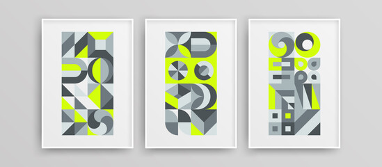 Trendy original bauhaus shapes design vector concept composition. Unique colorful mural art illustration collection. © pro