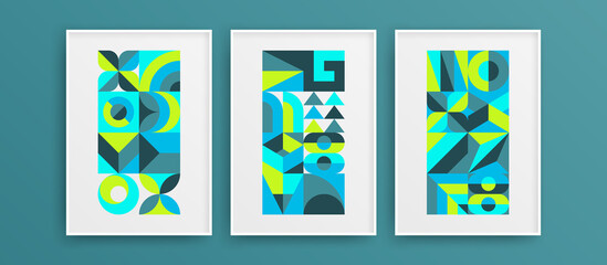 Abstract unique bauhaus shapes vector design artwork set. Modern isolated home decor illustration collection.