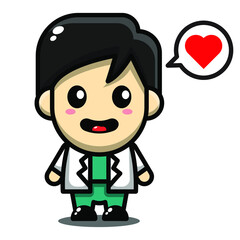 cute doctor cartoon character illustration vector graphic
