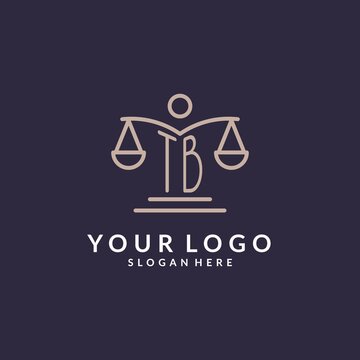 TB initials combined with the scales of justice icon, design inspiration for law firms in a modern and luxurious style