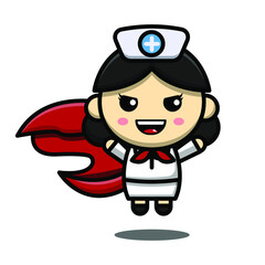 cute nurse cartoon character illustration vector graphic