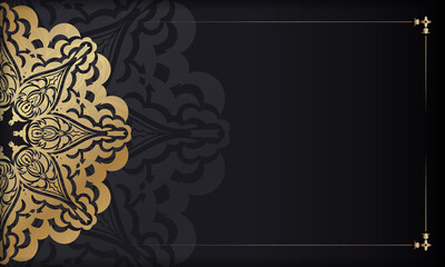 Baner in black with a luxurious gold pattern and a place under the logo