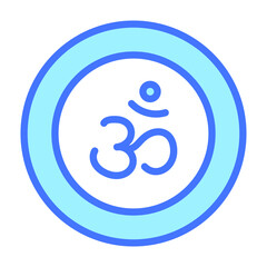 om vector Blue outline icon. Hindu festival, Hindu celebration icon.