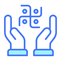 swastik vector Blue outline icon. Hindu festival, Hindu celebration icon.