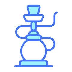 shisha hookah vector Blue outline icon. Hindu festival, Hindu celebration icon.