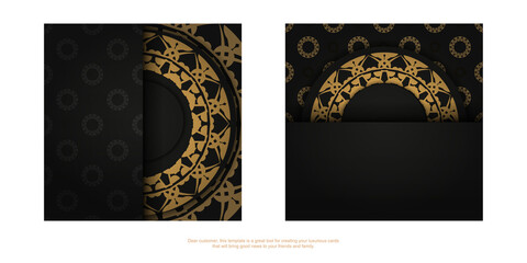 Black color brochure with brown Indian ornament