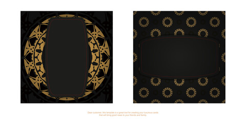 Black color brochure with brown Indian ornament