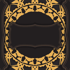 Black color flyer with brown abstract ornament