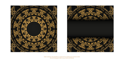 Black color flyer with brown luxury pattern