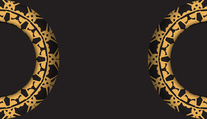 Black color flyer with brown mandala ornament