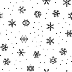 Snowflakes random seamless pattern. Winter and christmas background texture.