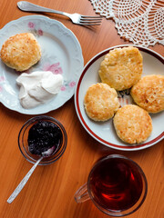 Breakfast table with sour cream