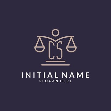 CS initials combined with the scales of justice icon, design inspiration for law firms in a modern and luxurious style